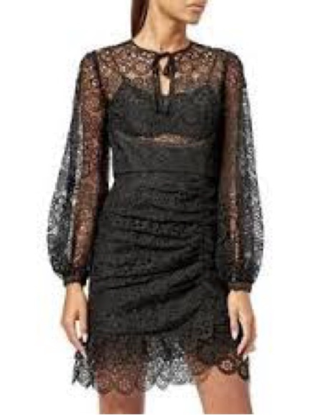 Self Portrait Black Lace Long-Sleeve Cocktail Dress Size 4